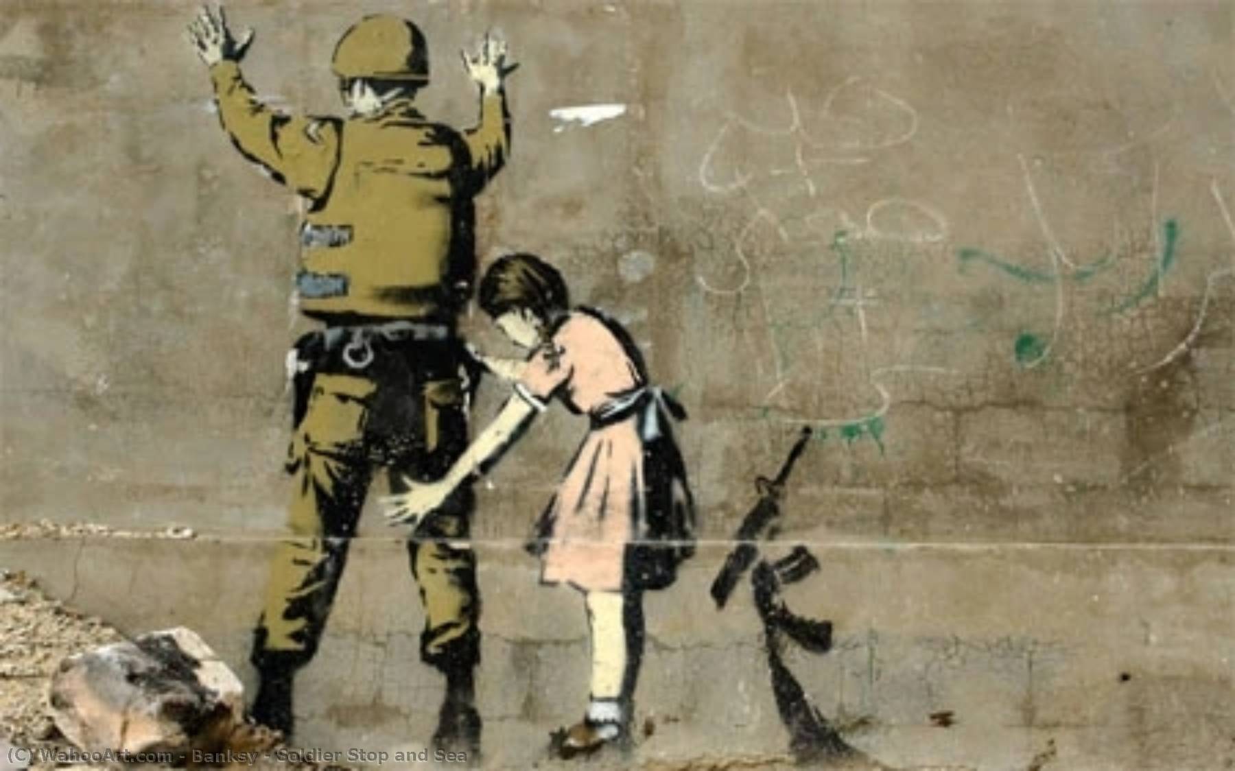 WikiOO.org - 百科事典 - 絵画、アートワーク Banksy - 兵士 やめる  と  海