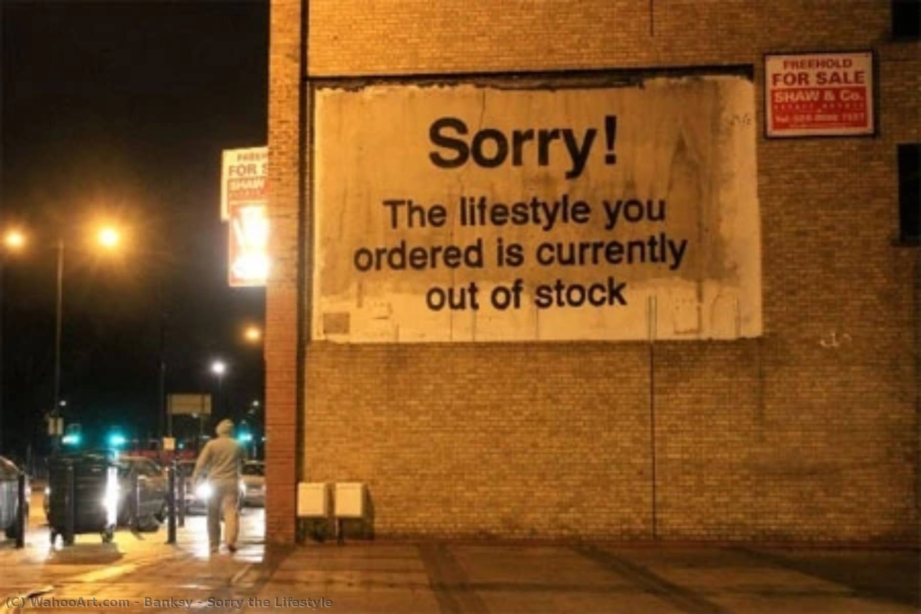 Wikoo.org - موسوعة الفنون الجميلة - اللوحة، العمل الفني Banksy - Sorry the Lifestyle
