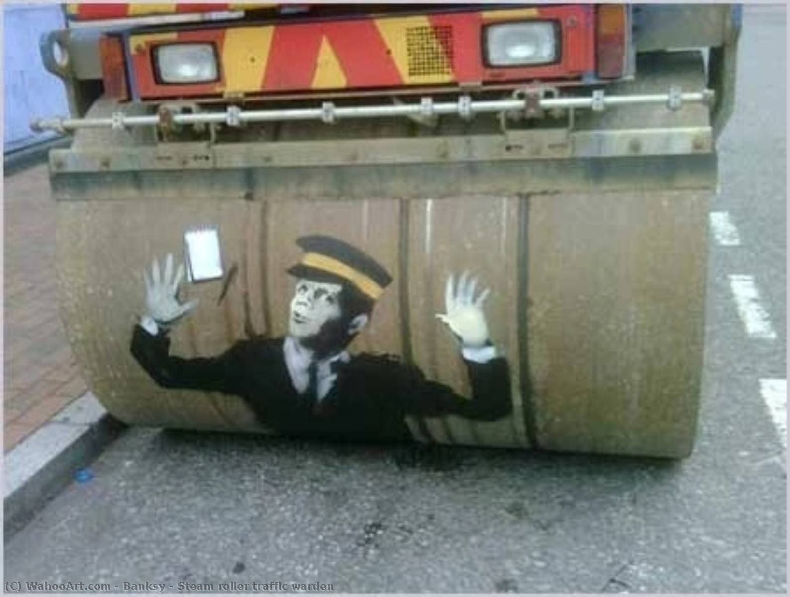 Wikioo.org - The Encyclopedia of Fine Arts - Painting, Artwork by Banksy - Steam roller traffic warden