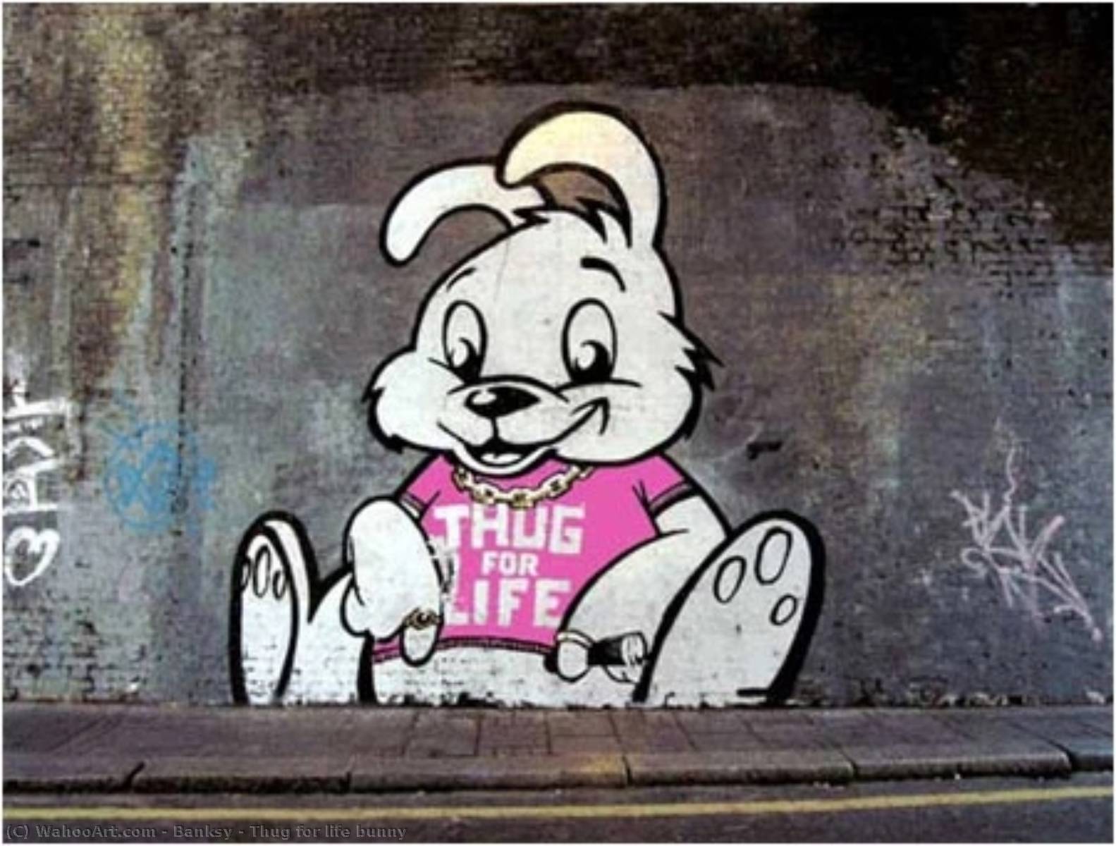 Wikoo.org - موسوعة الفنون الجميلة - اللوحة، العمل الفني Banksy - Thug for life bunny