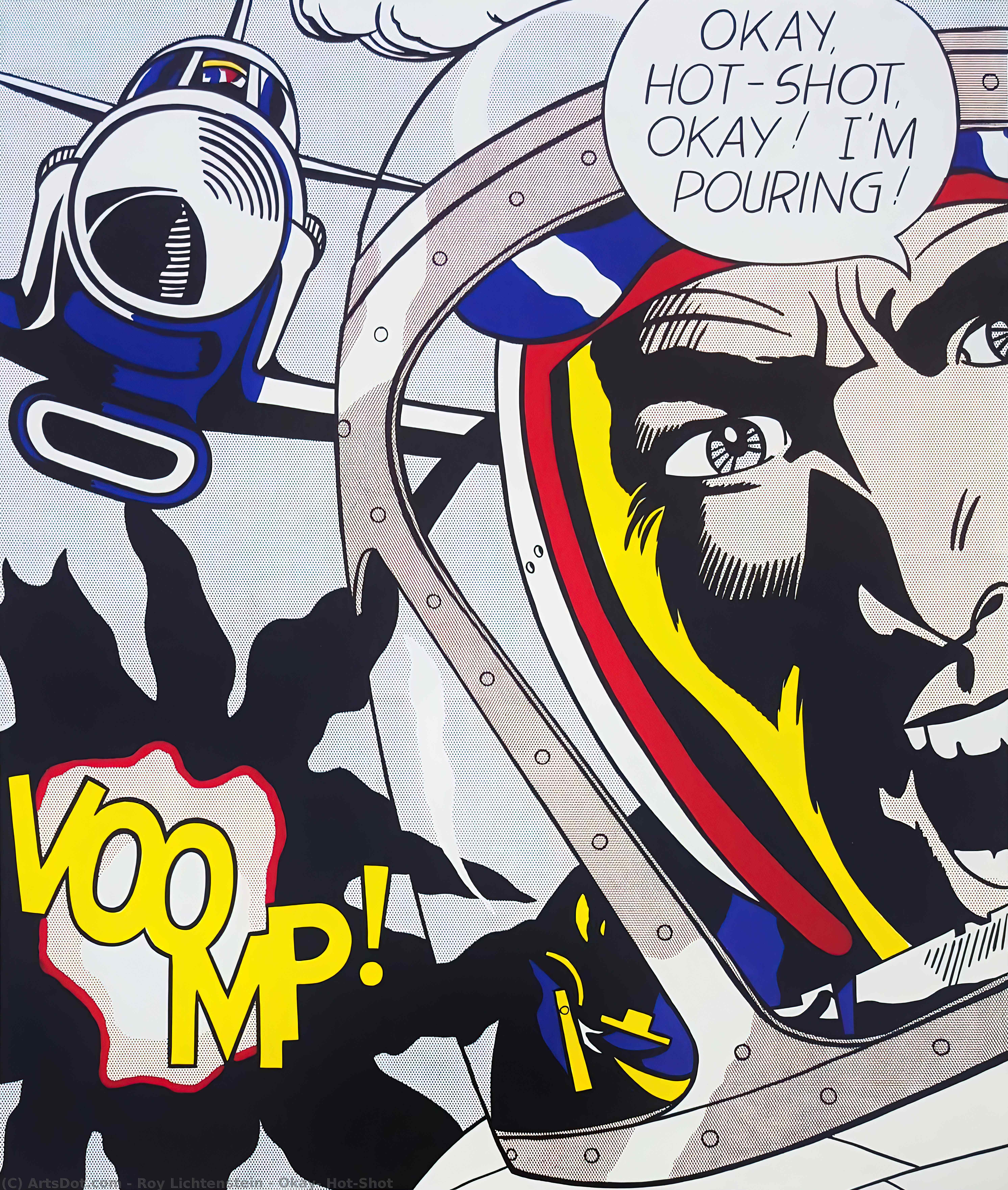 Wikoo.org - موسوعة الفنون الجميلة - اللوحة، العمل الفني Roy Lichtenstein - Okay, Hot-Shot