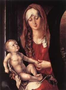 Vierge à l Enfant devant un Archway