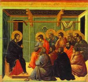 maestó ( бэк , центральная панель ) , христос прощался с его апостолами