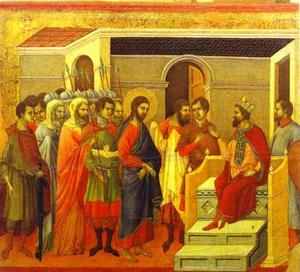 MaestÓ (back, central panel), Jesus Before King Herod