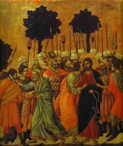 maestó ( 回 , 中央面板 , 细节 ) , 在抓住  耶稣
