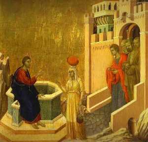 MaestÓ (back, predella), Jesus and the Samaritan Woman