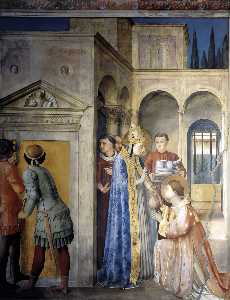 St . lawrence recevant les trésors de l'église de st . Sixtus