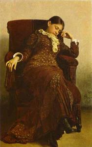 Rest. Portrait of Vera Repina, Artist's Wife