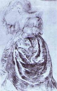 Mujer joven con un ciruelo avestruz