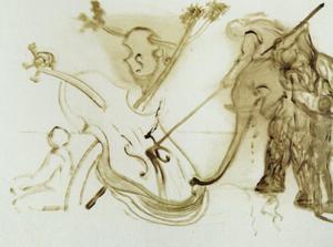 Warrior Mounted on an Elephant Overpowering a Cello, 1983