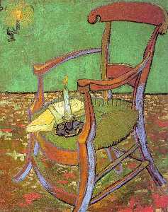 Gauguin's Stuhl mit Bücher und kerze - 1888 - rijksmuseum vincent transporter Gogh , Amsterdam untergebracht