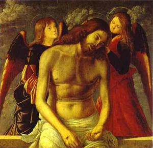 le mort jésus christ prise en charge  par de  anges