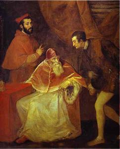 教皇パウロ3世とその孫オタビオと枢機卿アレッサンドロファルネーゼ