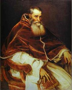 の肖像画 ローマ教皇 ポール 三 なしに a キャップ