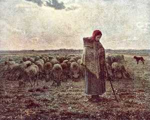 pastora con su rebaño