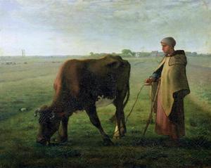 女性 放牧  彼女の  牛