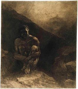 Primitive Man Seated in Shadow