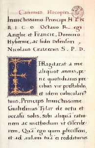 l initiale e dans le manuscrit de canones horoptri par nikolaus kratzer