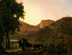 Landscape with Figures and a Tilted Cart, Matlock Hogh Tor in the Distance