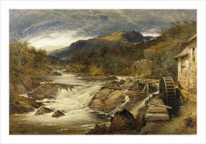 ROCKY LANDSCAPE WITH A TORRENT AND WATER WHEEL