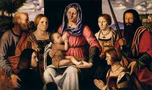 virgen y el niño con santos asícomo  Los donantes