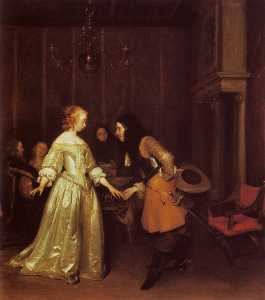 An Officer Making his Bow to a Lady