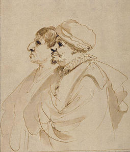 Caricatura di due uomini visti di profilo