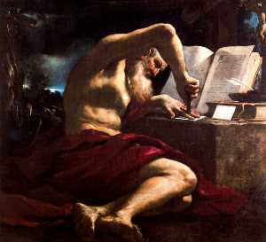 San Girolamo in atto di sigillare una lettera