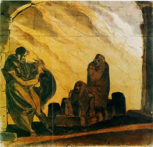 Virgil tröstet Dante beim Anblick von Paolo und Francesca
