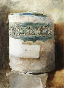 persan artefact  avec  faïence  décor