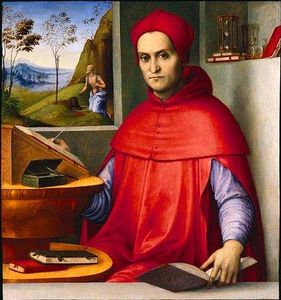 ritratto di una cardinale nella sua studio