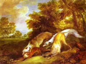 Chiens Chasing a Fox