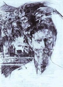 Portrait du docteur Fiodor Usoltsev avec une icône dans le fond