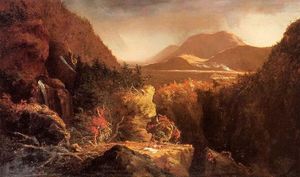 paisaje con figuras , una escena de 'The Último de los Mohicans'