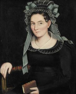 Portrait of a Lady in Elaborate Lace Bonnet