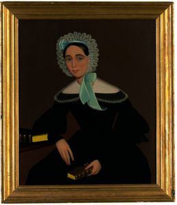 PORTRAIT OF A YOUNG WOMAN IN A WHITE EYELET BONNET