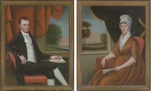 une paire de double Portraits de M. et mme nathaniel ( Martha ) Ruggles