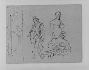 Compositional Study. Standing Draped Man, Female Figure