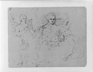 cinque schizzi figura , Compreso Due Half-length Steated ritratto maschile Tipi
