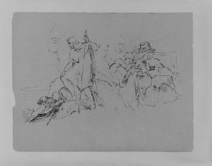 man and dog overlooming du paysage lointain ; assis man effondrer , assisté par trois personnalités