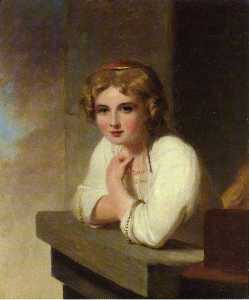  农民  女孩 (  后 Rembrandt's 年轻的女孩 斜塔 上 Wiindowsill'' ) ''