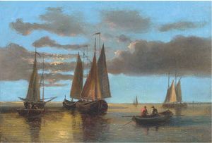 Fishing Boats On The Scheldt (Illustrated); And Barges In A Stiff Breeze