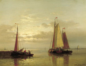 Sailing Vessels Near A Jetty At Dusk