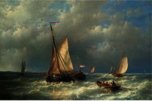 Stormy Sea With Ships