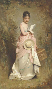 A young girl with a dove