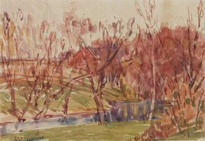 Landscape with Stream and Trees