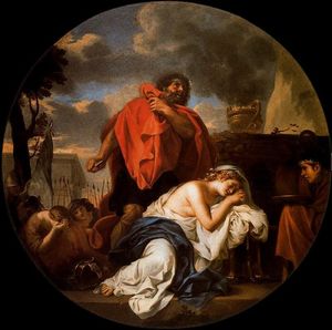 Jephté sur le point de sa fille sacrifier