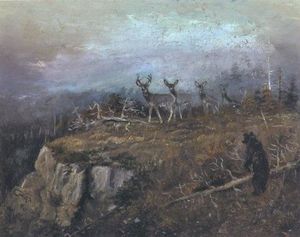 Deer And Bear In A Landscape