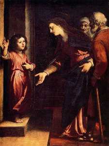 Jesús niño en la puerta del templo