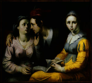 A Courting Couple and Woman with a Songbook